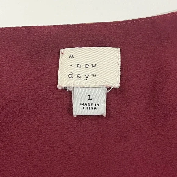 A New Day Womens Burgundy Floral Wrap High-Low Ruffle Midi Dress Large L Garden - Picture 4 of 16